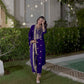 Velvet Straight Embroidered V-Neck Kurta with Pant & Dupatta